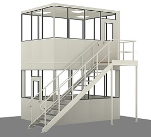 Hallenbüro mehrgeschossig mit Stahlbaubühne und Treppenanlage